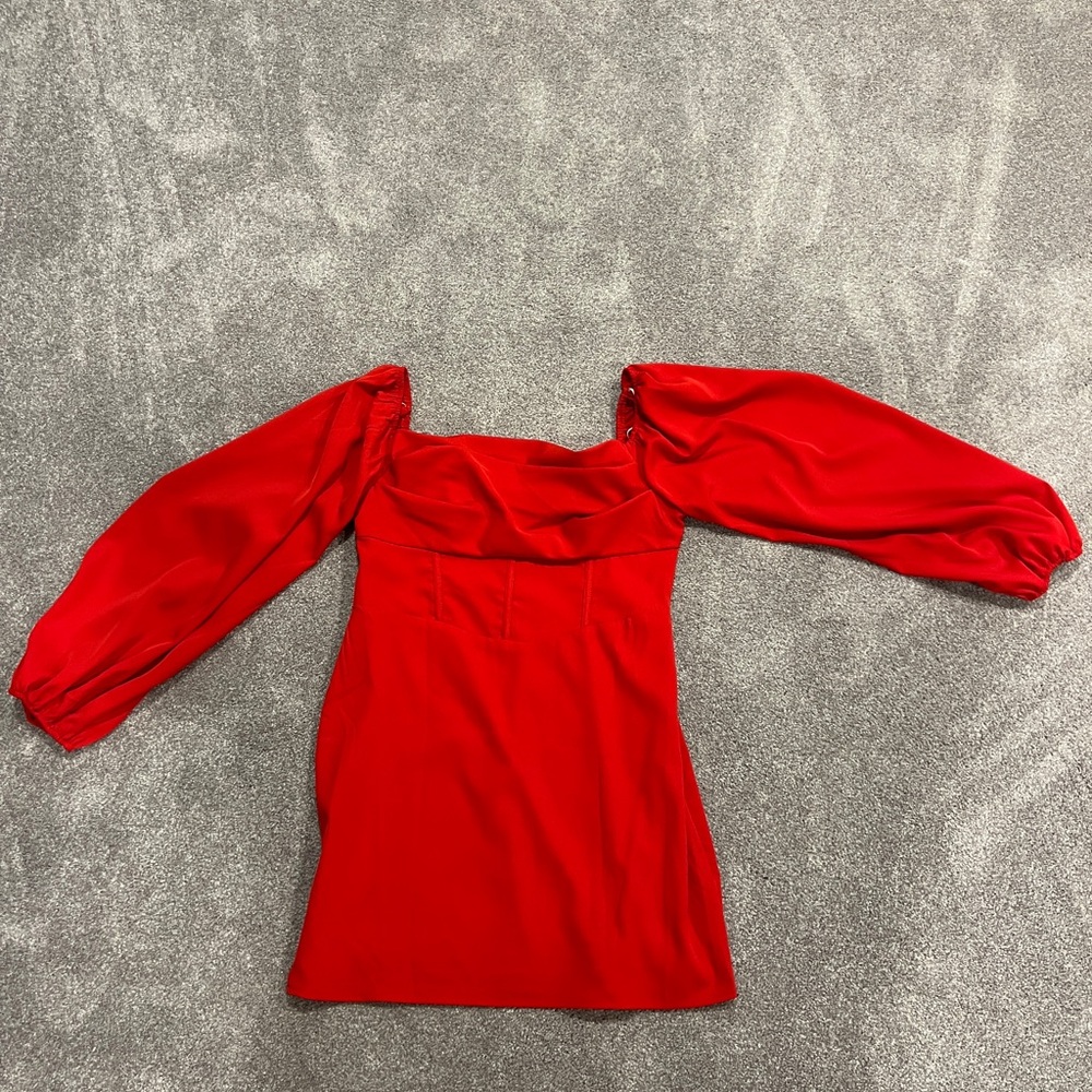 Princess Polly Bold Red Dress with Label Detail